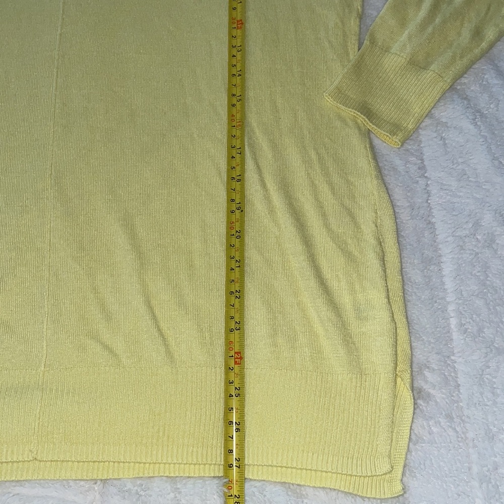 Bright Sunny Yellow Tunic Length V-Neck Sweater - Picture 4 of 6
